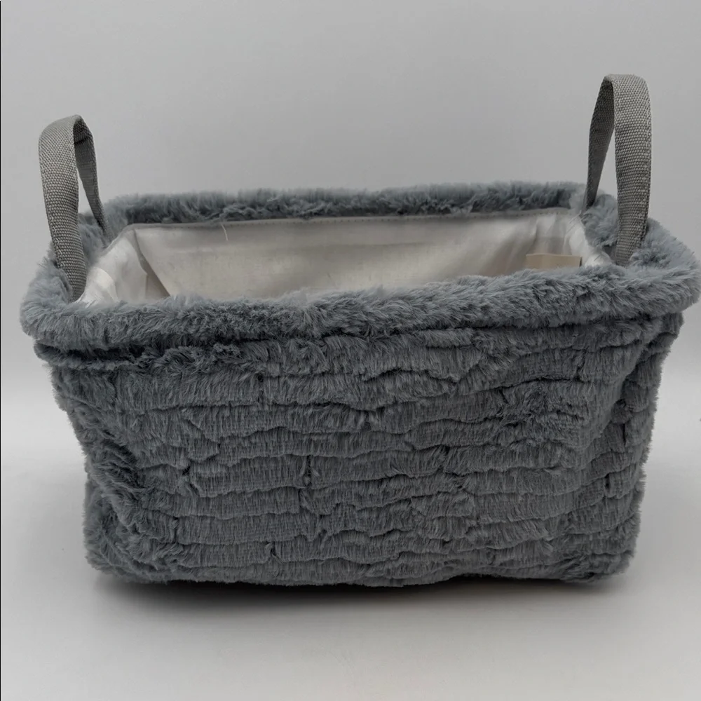Gray Fuzzy Storage Basket